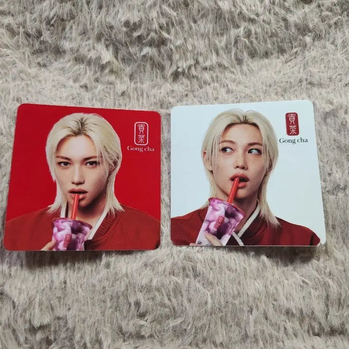 [BUNJANG] Stray Kids Felix Gong Cha Coaster 2-Piece Set / 공차 Stray Kids 필릭스 코스터 2종