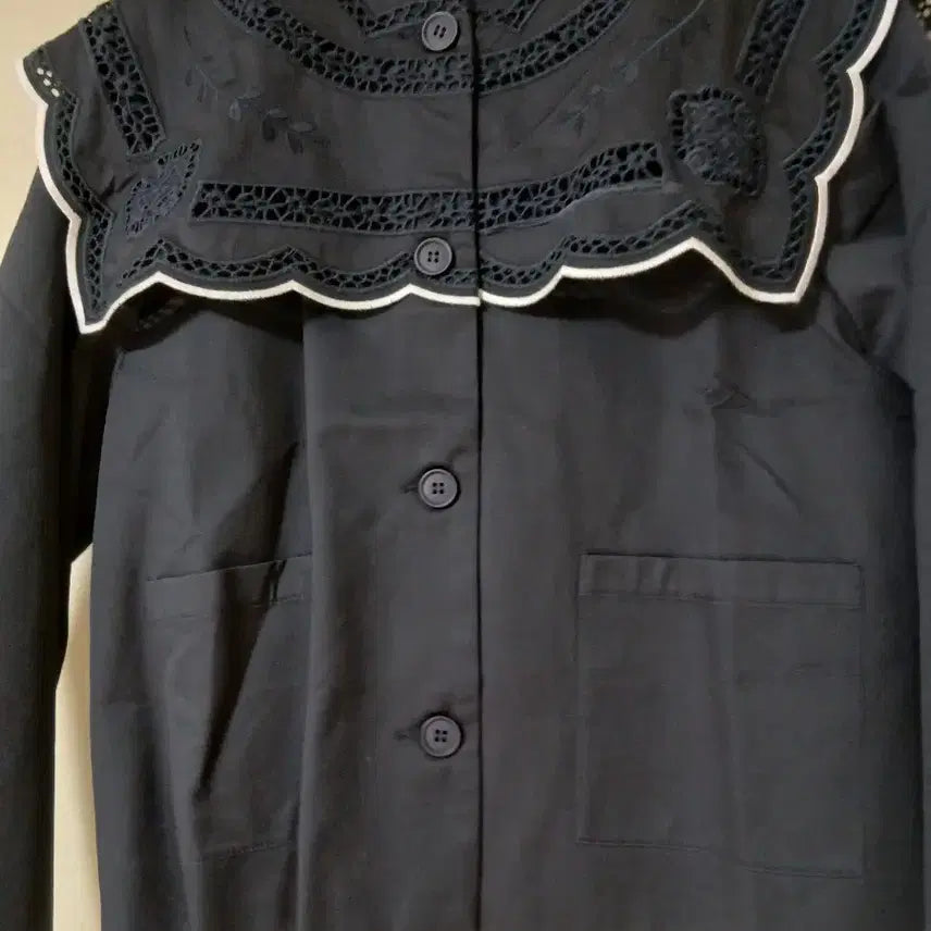 [BUNJANG] Black Lace Collar Jacket & White Skirt Set / 레이스 카라 블랙 자켓 + 화이트 스커트 새상품 66