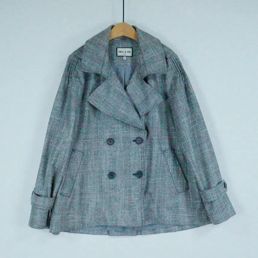 [BUNJANG] PAUL &amp; JOE Silver Check Trench Coat (Size 66) / PAUL &amp; JOE 실버체크 트렌치 (66) / 봄 아우터