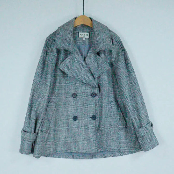 [BUNJANG] PAUL &amp; JOE Silver Check Trench Coat (Size 66) / PAUL &amp; JOE 실버체크 트렌치 (66) / 봄 아우터