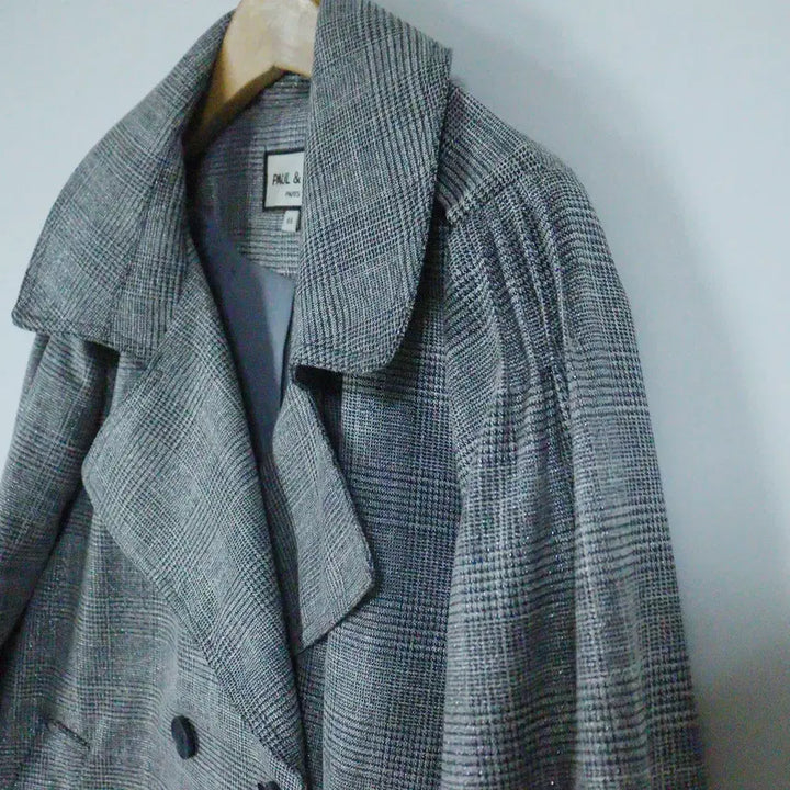 [BUNJANG] PAUL &amp; JOE Silver Check Trench Coat (Size 66) / PAUL &amp; JOE 실버체크 트렌치 (66) / 봄 아우터