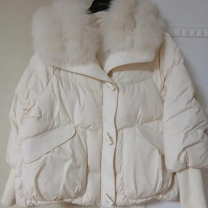 [BUNJANG] Fox Fur Padded Jacket Ivory 55-66 / 폭스 퍼 패딩 아이보리 새상품 5566