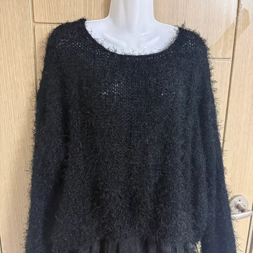 [BUNJANG] Black Fur Knit / 블랙 퍼 니트