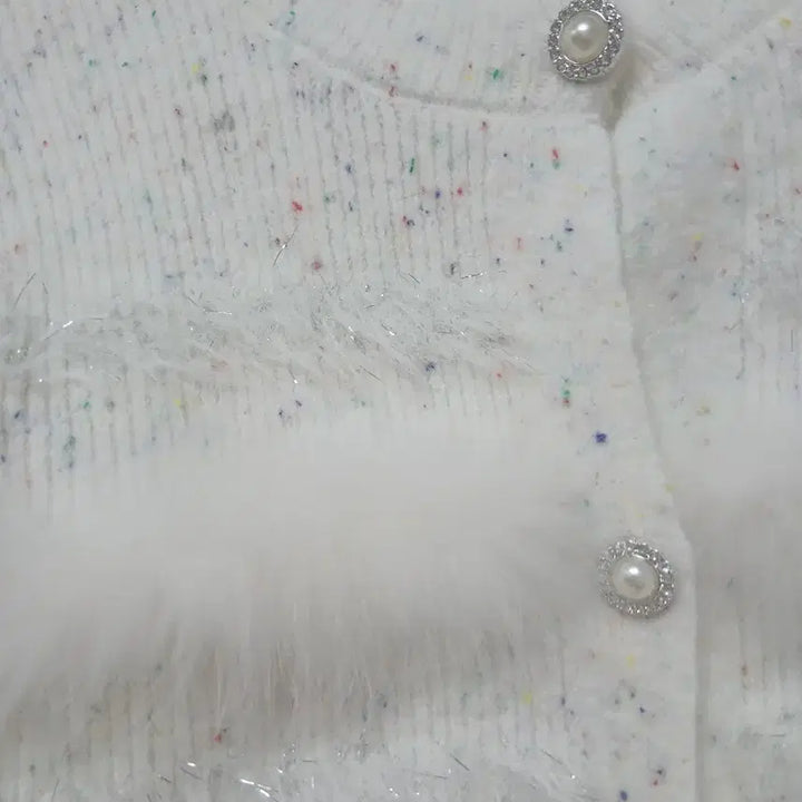 [BUNJANG] Free White Fur Trim Knit Cardigan / 화이트 퍼 장식 니트 가디건 새상품 free