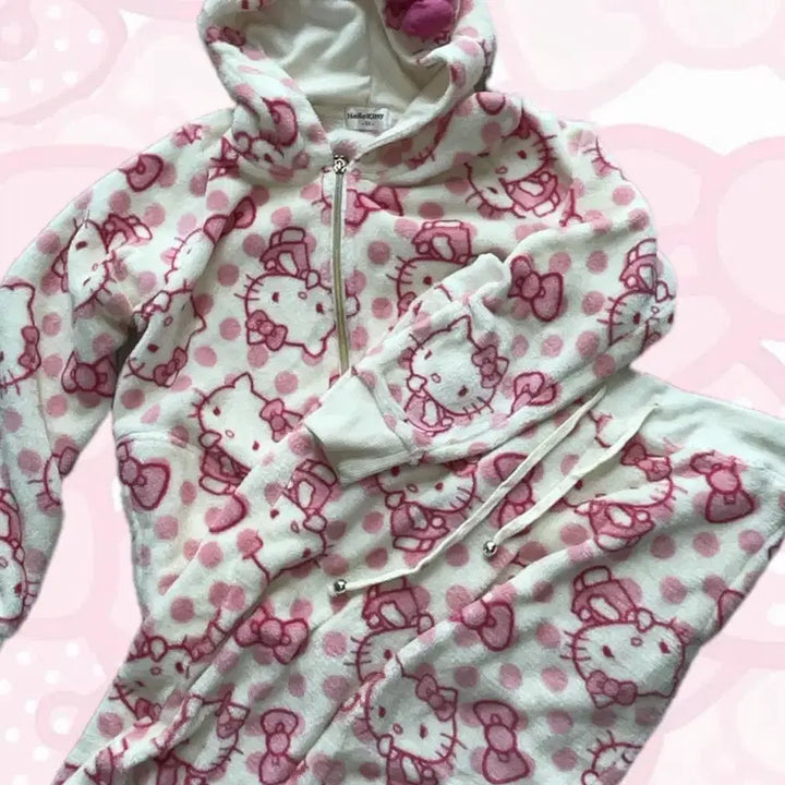 [BUNJANG] Vintage Hello Kitty Pink Pajama Set Sanrio Roomwear / 빈티지 헬로키티 핑크 수면 잠옷 세트 룸웨어 산리오 히메갸루 로맨틱갸루