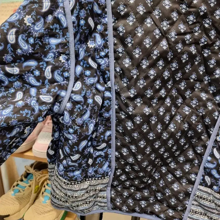 [BUNJANG] F Flower Quilted Crop Padded Jacket / 양면 플라워 퀼팅 크롭 패딩 F