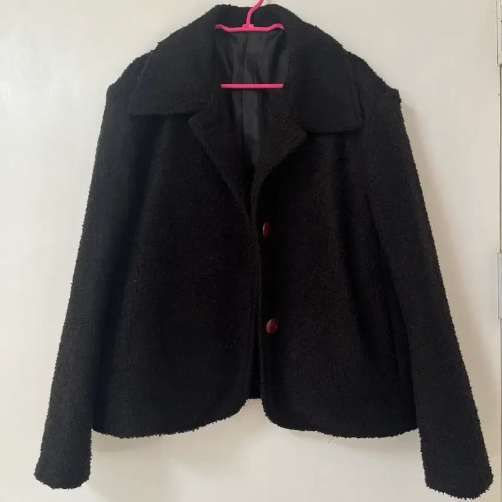 [BUNJANG] Black Short Fleece Jacket / 뽀글이 숏 자켓