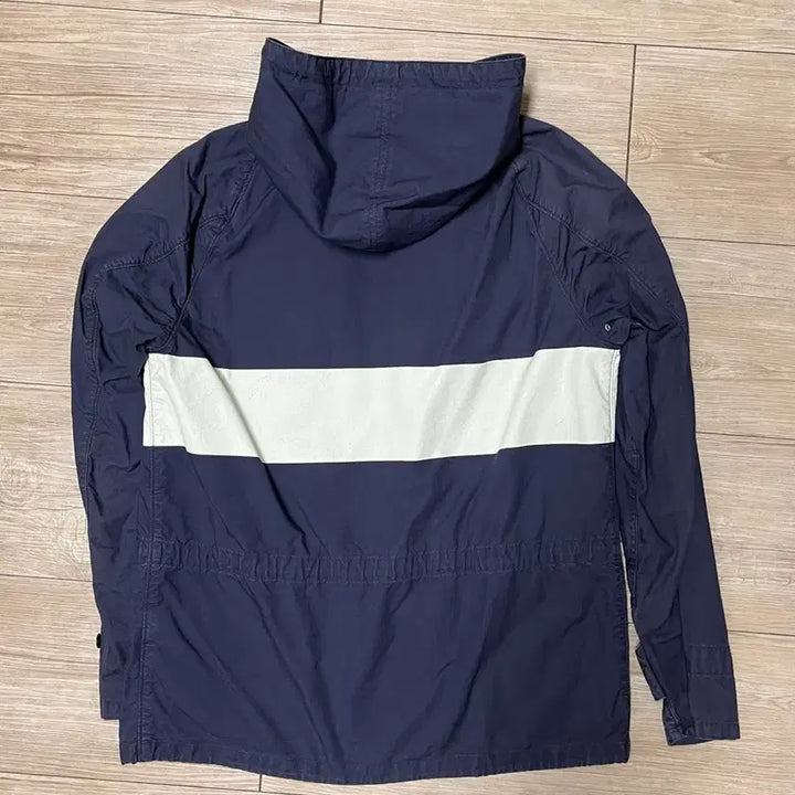 [BUNJANG] Pigbell Navy and White Color Block Hooded Jacket / 피그벨 후드집업 네이비 화이트 배색 점퍼