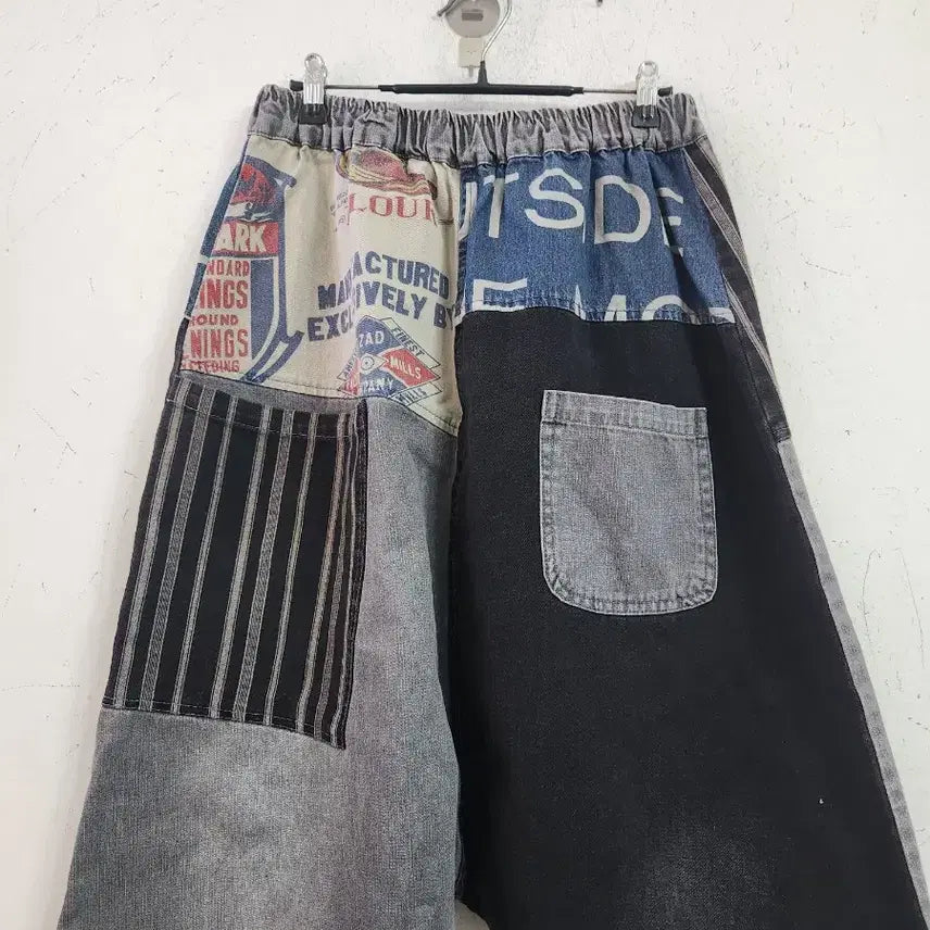 [BUNJANG] Patchwork Baggy Denim Pants / 패치워크 배기 데님 팬츠