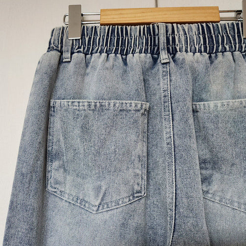 [BUNJANG] Men's Belted Wide Leg Jeans / 남자 벨티드 사이드 롱기장 와이드 밴딩 청바지 4컬러