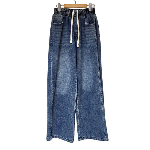 [BUNJANG] Men's Belted Wide Leg Jeans / 남자 벨티드 사이드 롱기장 와이드 밴딩 청바지 4컬러