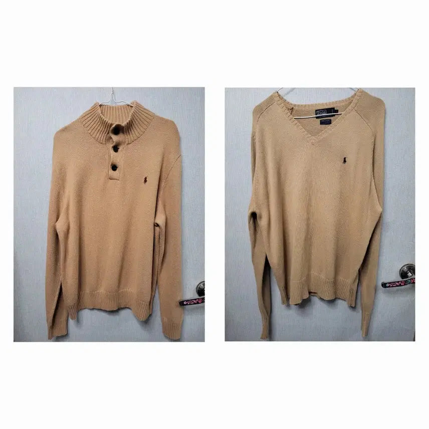 [BUNJANG] Polo Ralph Lauren Knitwear Bundle Set / 폴로 랄프로렌 하이넥 니트 캐멀 브이넥
