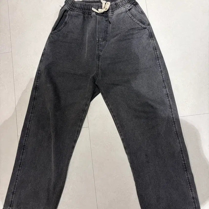 [BUNJANG] Black Denim Wide Pants L / 흑청 데님 와이드 팬츠 L