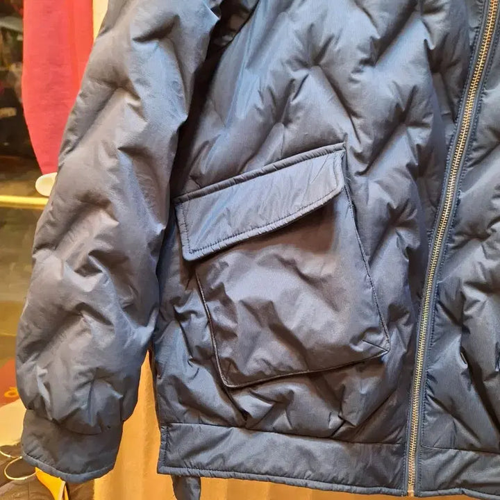 [BUNJANG] Navy Blue Hooded Short Padded Jumper / 네이비 블루 숏패딩 후드 점퍼