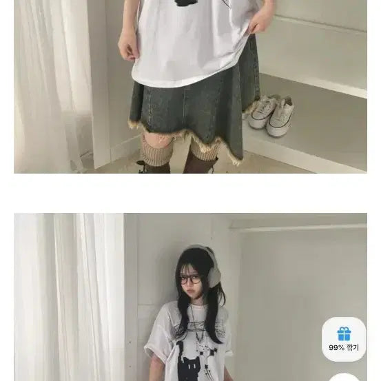[BUNJANG] Oversized Cat Printing T-Shirt / 오버핏 고양이 프린팅 반팔 티셔츠