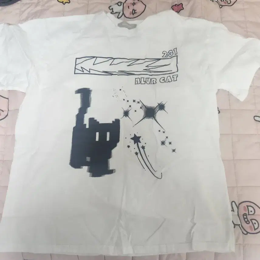 [BUNJANG] Oversized Cat Printing T-Shirt / 오버핏 고양이 프린팅 반팔 티셔츠