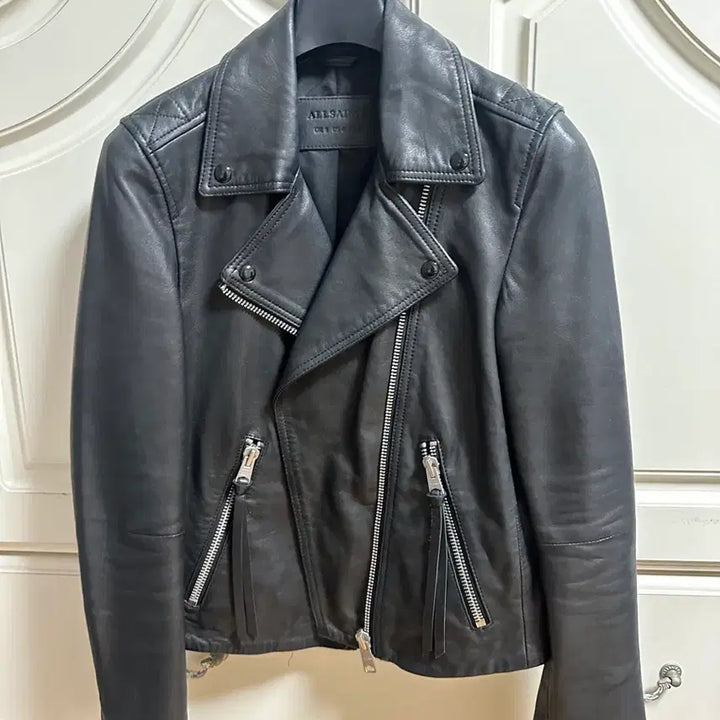 [BUNJANG] AllSaints Dalby Black Leather Biker Jacket / 올세인츠 달비 블랙 가죽 바이커 자켓