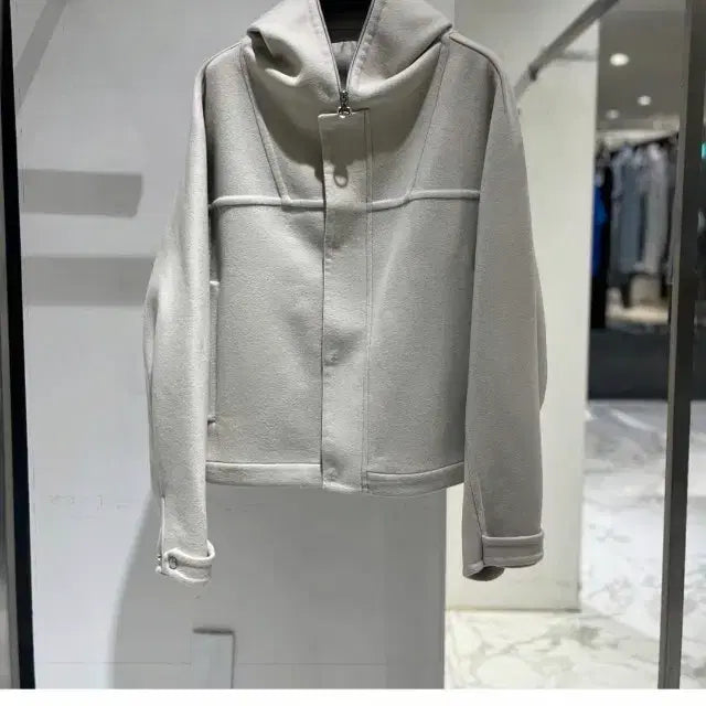 [BUNJANG] Solid Homme Cashmere Handmade Hooded Blouson Jacket / (48)새상품 솔리드옴므 캐시미어 핸드메이드 후드 크롭 블루종 자켓