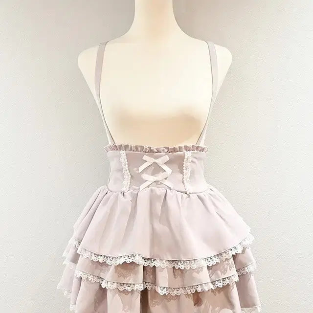 [BUNJANG] MARS Pearl Ribbon Frill Skirt Pants / MARS 마즈 펄 리본 프릴 스커트 팬츠