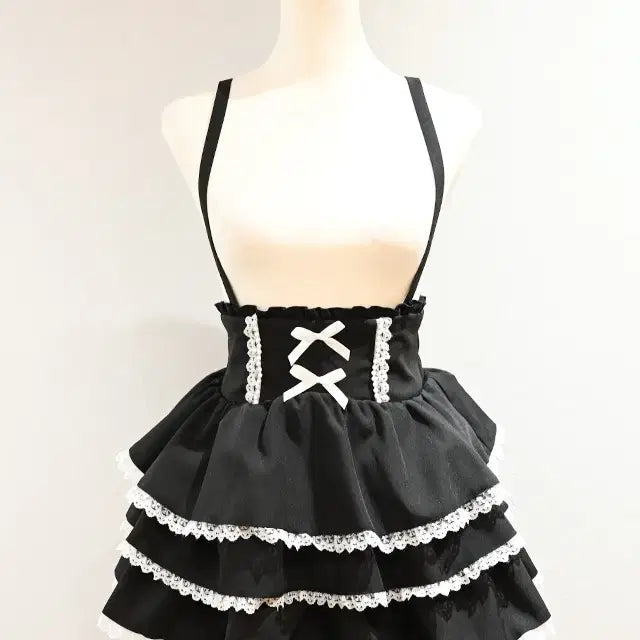 [BUNJANG] MARS Pearl Ribbon Frill Skirt Pants / MARS 마즈 펄 리본 프릴 스커트 팬츠