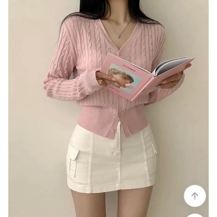 [BUNJANG] Pink Cardigan / (새상품) 핑크 가디건