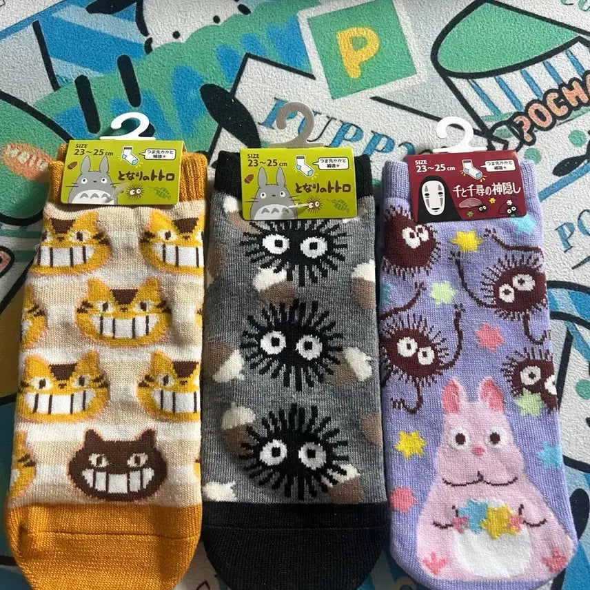 [BUNJANG] Ghibli Totoro Socks Bundle Set / 지브리 정품 캐릭터 양말 토토로 고양이버스 보우 23-25cm