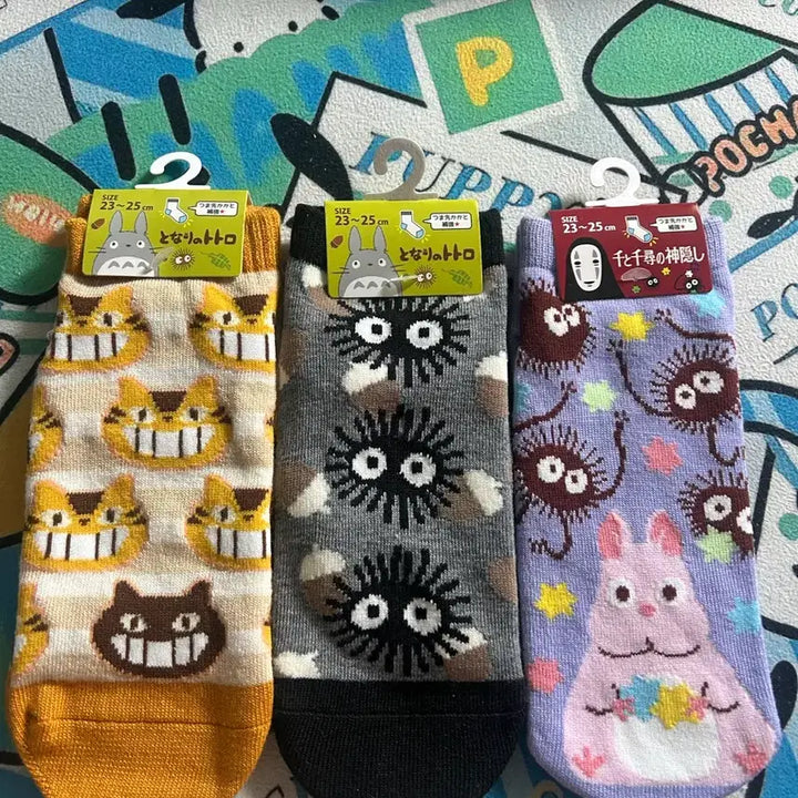 [BUNJANG] Ghibli Totoro Socks Bundle Set / 지브리 정품 캐릭터 양말 토토로 고양이버스 보우 23-25cm