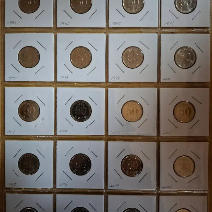 [BUNJANG] 50 Won Coin Set (1972-2021, 47 Types) / 50주 줄세우기 1972년부터 2021년까지 (47종)