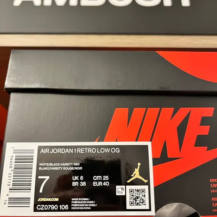 [BUNJANG] Nike Air Jordan 1 Low OG Black Toe Custom Sneakers / [250] 나이키 조던1 로우 OG블랙토 커스텀