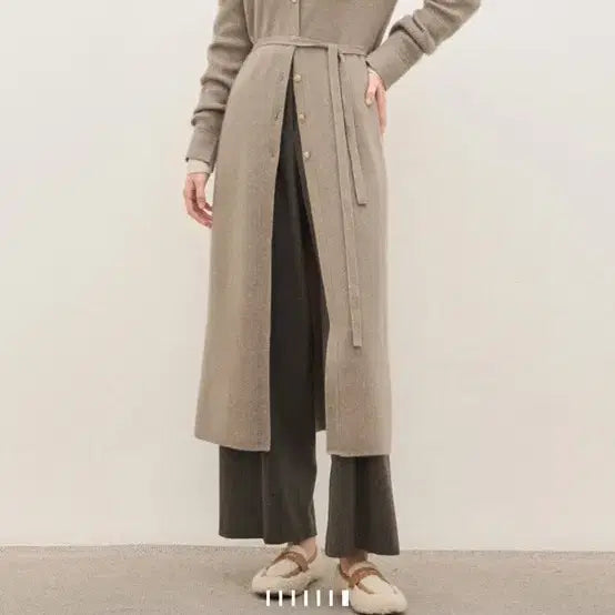 [BUNJANG] The Cashmere Silk Blend Ribbed Long Knit Cardigan (Light Sepia) / 더캐시미어 실크 블렌드 리브드 롱 니트 가디건 (light sepia)