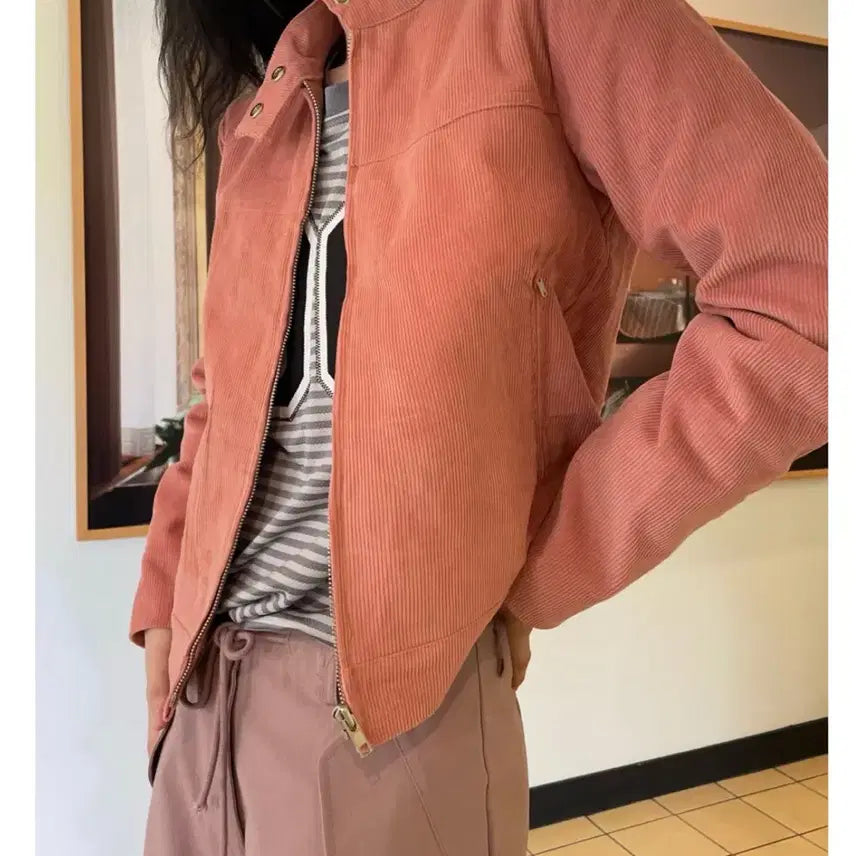 [BUNJANG] Pink Corduroy Jacket / 핑크 코듀로이 자켓