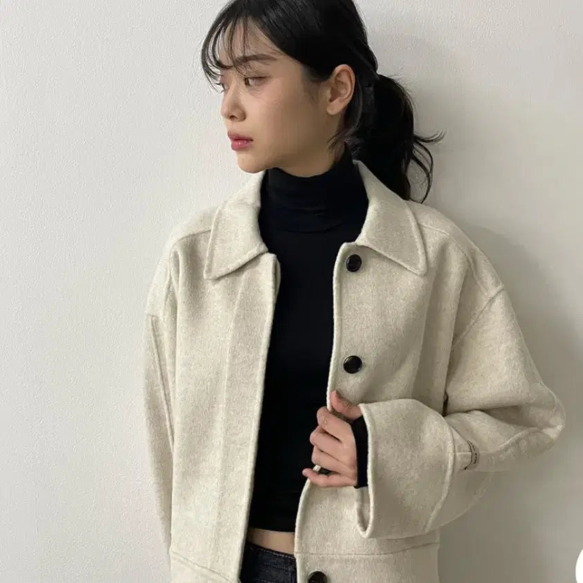 [BUNJANG] Tomato Store Ivory Short Coat / 토마토 스토어 숏코트  아이보리 지그재그 에이블리