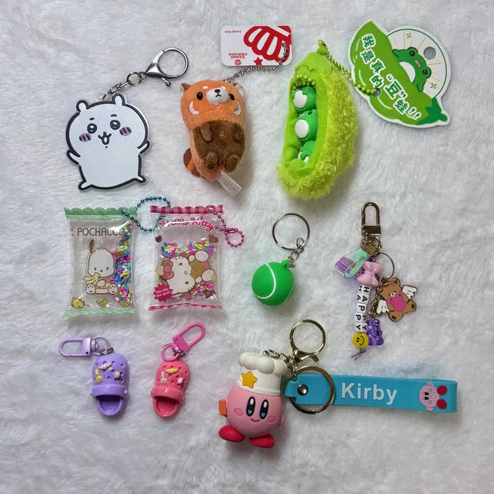 [BUNJANG] Various Character Keyring Bundle Set / 일괄 인형 키링 먼작귀 치이카와 헬로키티 포챠코 포차코 별의커비