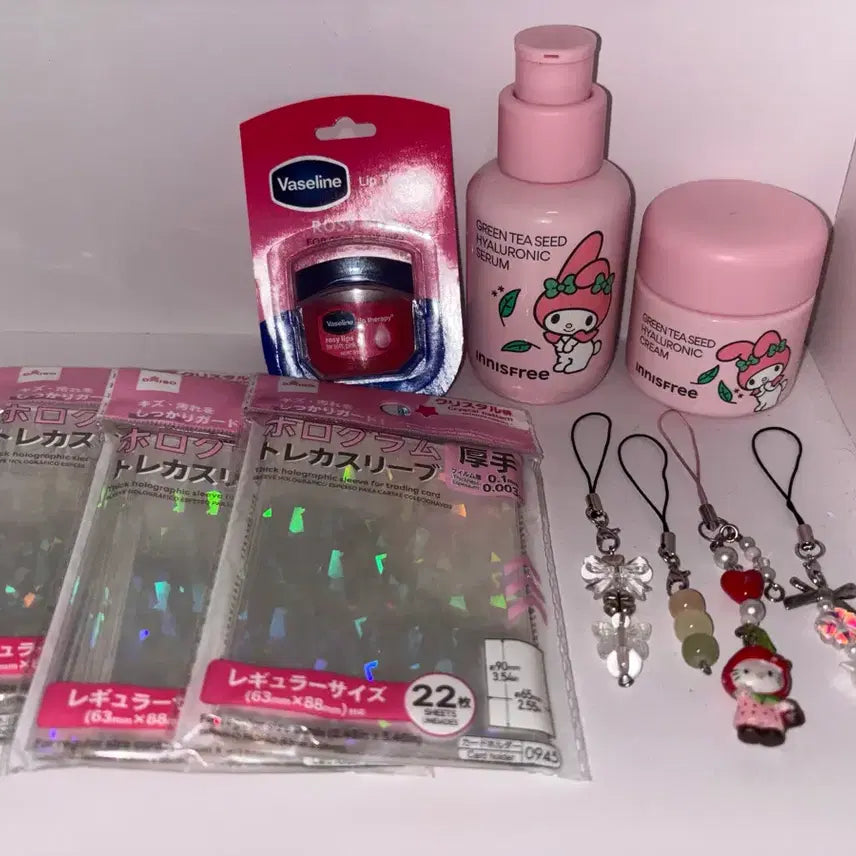 [BUNJANG] Innisfree Serum, Cream, Vaseline Bundle Set / 이니스프리 세럼, 크림, 바세린, 일본 슬리브, 비즈키링 일괄