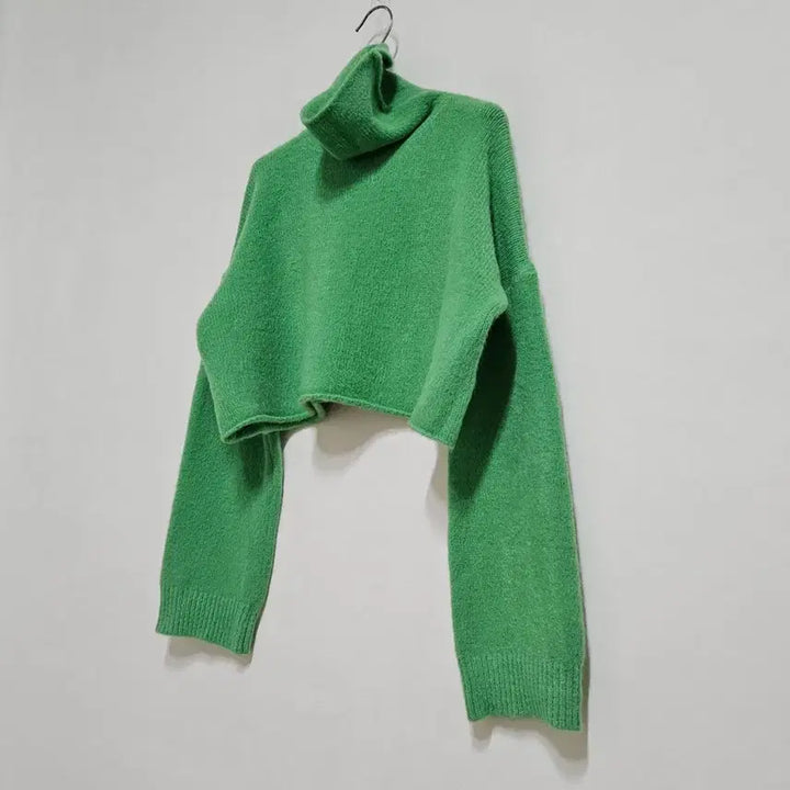 [BUNJANG] Green Crop Knit Sweater / 그린 크롭니트