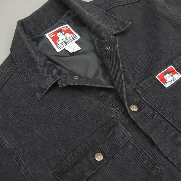 [BUNJANG] BEN DAVIS Black Coverall Chore Coat Work Jacket / BEN DAVIS 벤데이비스 흑청 블랙커버올 초어코트 워크자켓F ~105