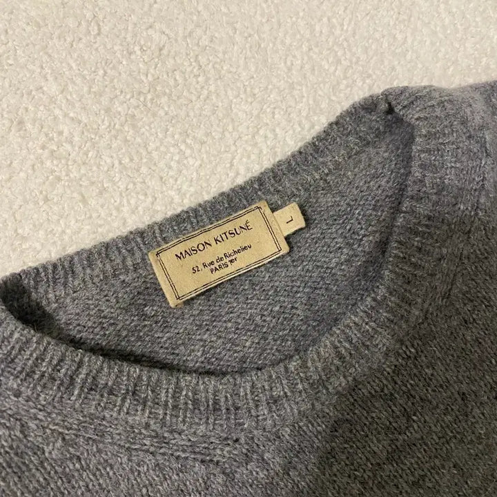 [BUNJANG] Maison Kitsune Fox Head Knit Gray L / 메종키츠네 폭스헤드 니트 그레이 L