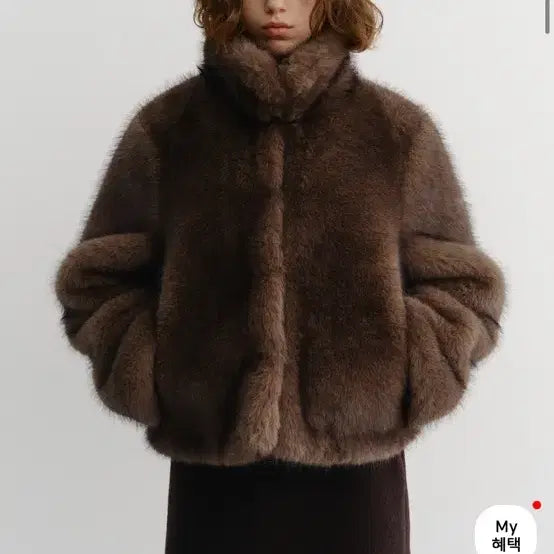 [BUNJANG] Dunst Crop Fur Jacket Brown / 던스트 크롭 퍼 자켓 브라운