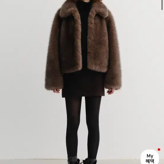 [BUNJANG] Dunst Crop Fur Jacket Brown / 던스트 크롭 퍼 자켓 브라운