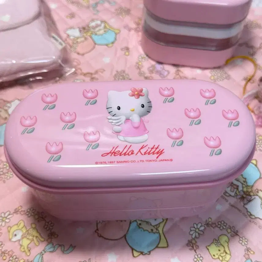 [BUNJANG] Sanrio Tulip Kitty Pink Storage Box / 고전 튤립키티 고전키티 핑크 보관통 도시락통 미니피규어보관