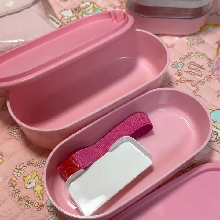 [BUNJANG] Sanrio Tulip Kitty Pink Storage Box / 고전 튤립키티 고전키티 핑크 보관통 도시락통 미니피규어보관