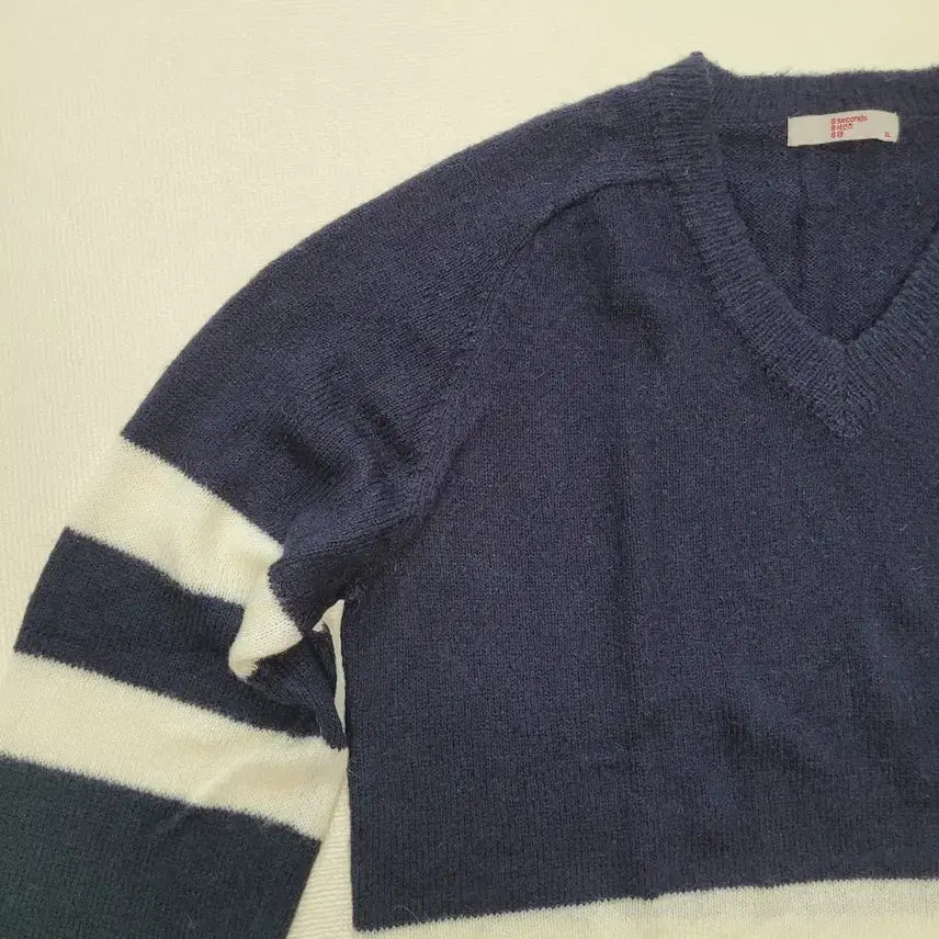 [BUNJANG] 8 Seconds V-Neck Knit Sweater Navy / 에잇세컨즈 8 seconds V넥 니트 오버핏 105 네이비