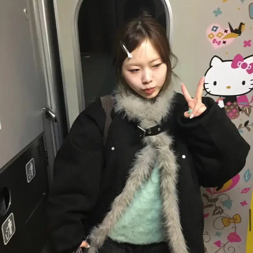 [BUNJANG] Our Cabinet Fur Buckle Jacket - Gray / 아워캐비넷 bei fur buckle jacket 그레이