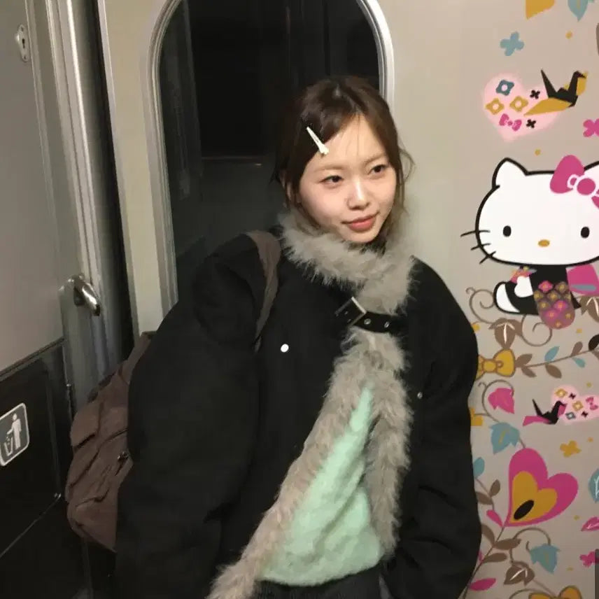 [BUNJANG] Our Cabinet Fur Buckle Jacket - Gray / 아워캐비넷 bei fur buckle jacket 그레이