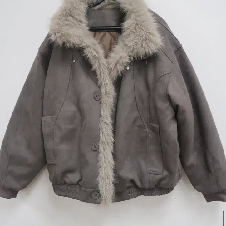[BUNJANG] Our Cabinet Fur Buckle Jacket - Gray / 아워캐비넷 bei fur buckle jacket 그레이