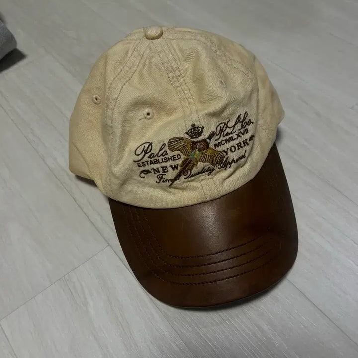 [BUNJANG] Polo Ralph Lauren Leather Beige Ball Cap / 레어 빈티지 폴로 랄프로렌 가죽 베이지 볼캡