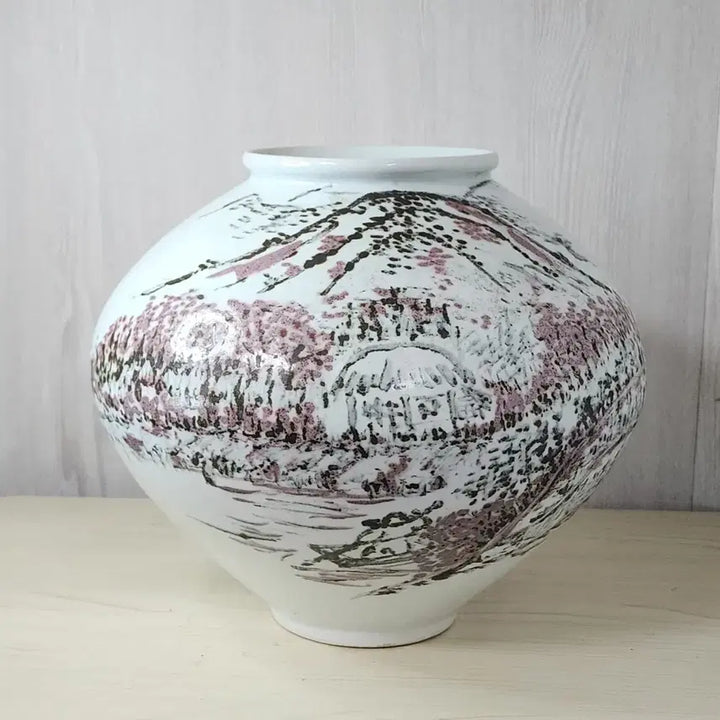 [BUNJANG] Celadon Porcelain White Porcelain Iron Painting Landscape Jar / 백자 철화 산수문 대호