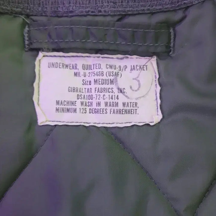 [BUNJANG] CWU-9P Liner Jacket / [빈티지] 미공군 오리지널 CWU-9/P 다이아몬드 퀄팅 M