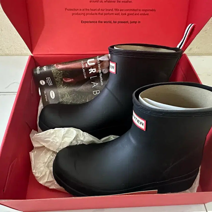 [BUNJANG] Hunter Women's Play Short Rain Boots Black UK4 / 헌터 여성 플레이 숏 레인부츠 블랙230 UK4