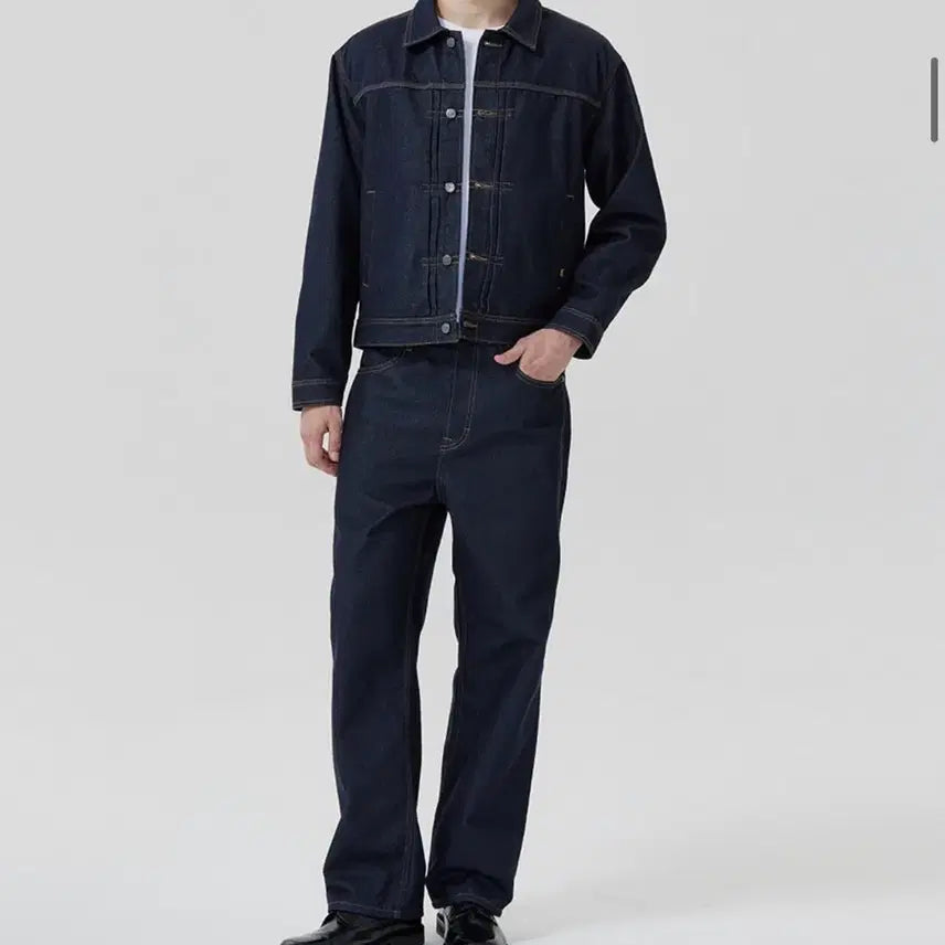 [BUNJANG] Ri Nonfade Cowboy Denim Jacket Indigo Low Set Up / 리 논페이드 카우보이 데님 자켓 인디고 로우 셋업